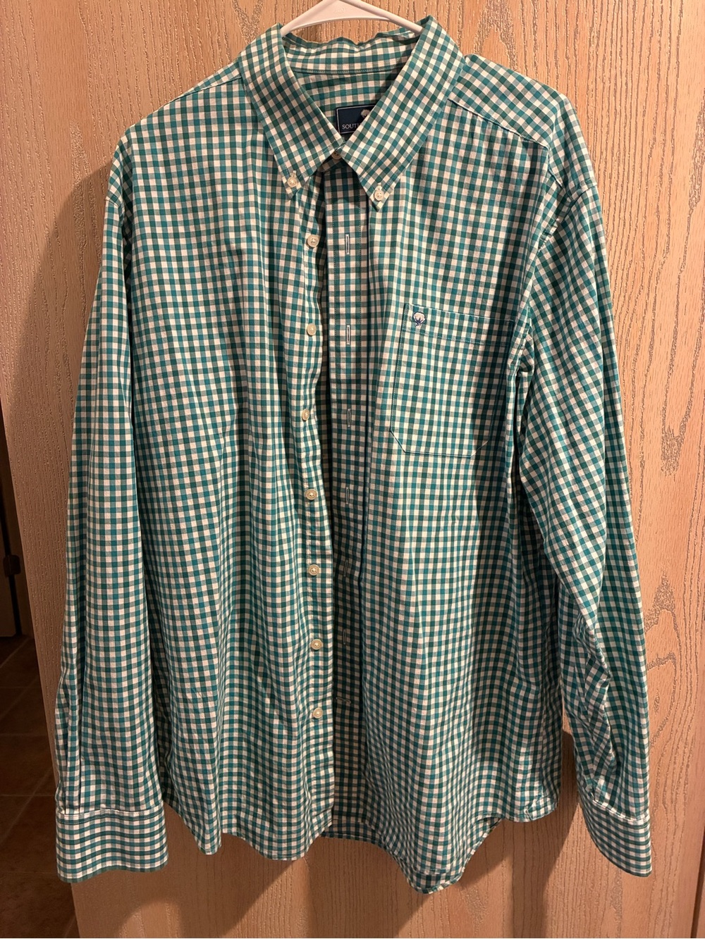 Men's Southern Shirt Company XL Green Gingham Button-Down Shirt